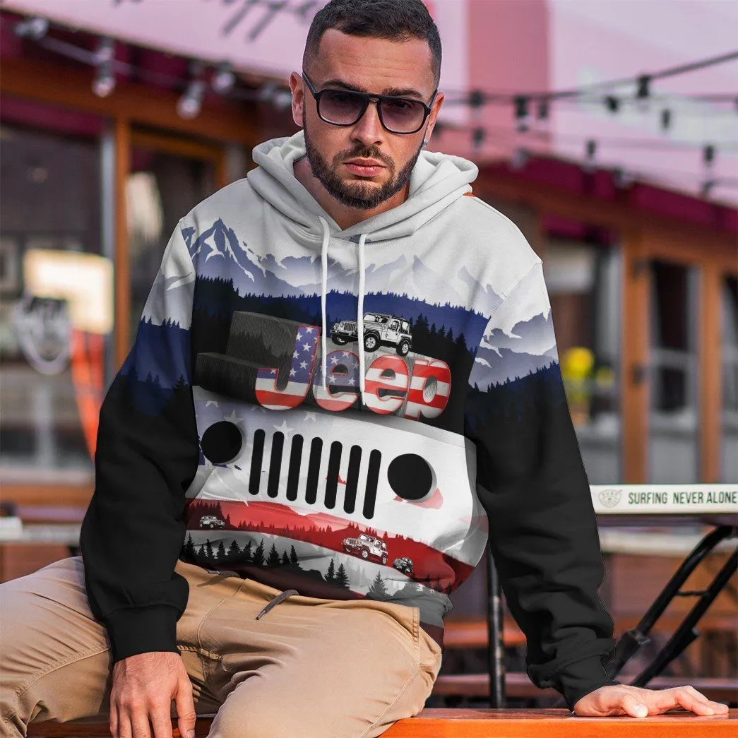 Gearhuman 3D Jeep American Flag Tshirt Hoodie Apparel