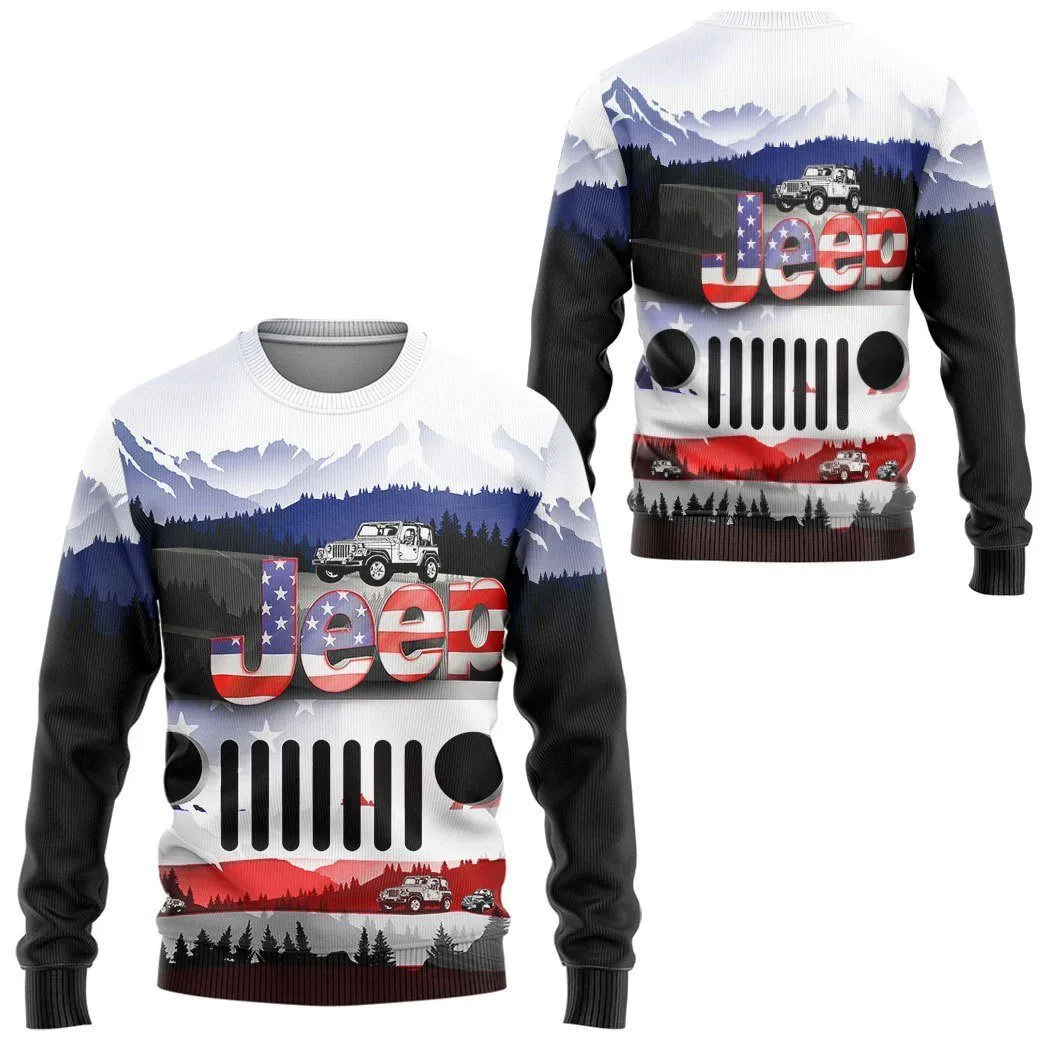 Gearhuman 3D Jeep American Flag Tshirt Hoodie Apparel