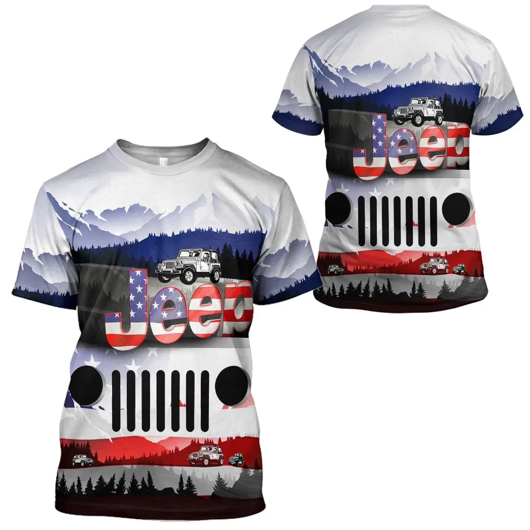 Gearhuman 3D Jeep American Flag Tshirt Hoodie Apparel