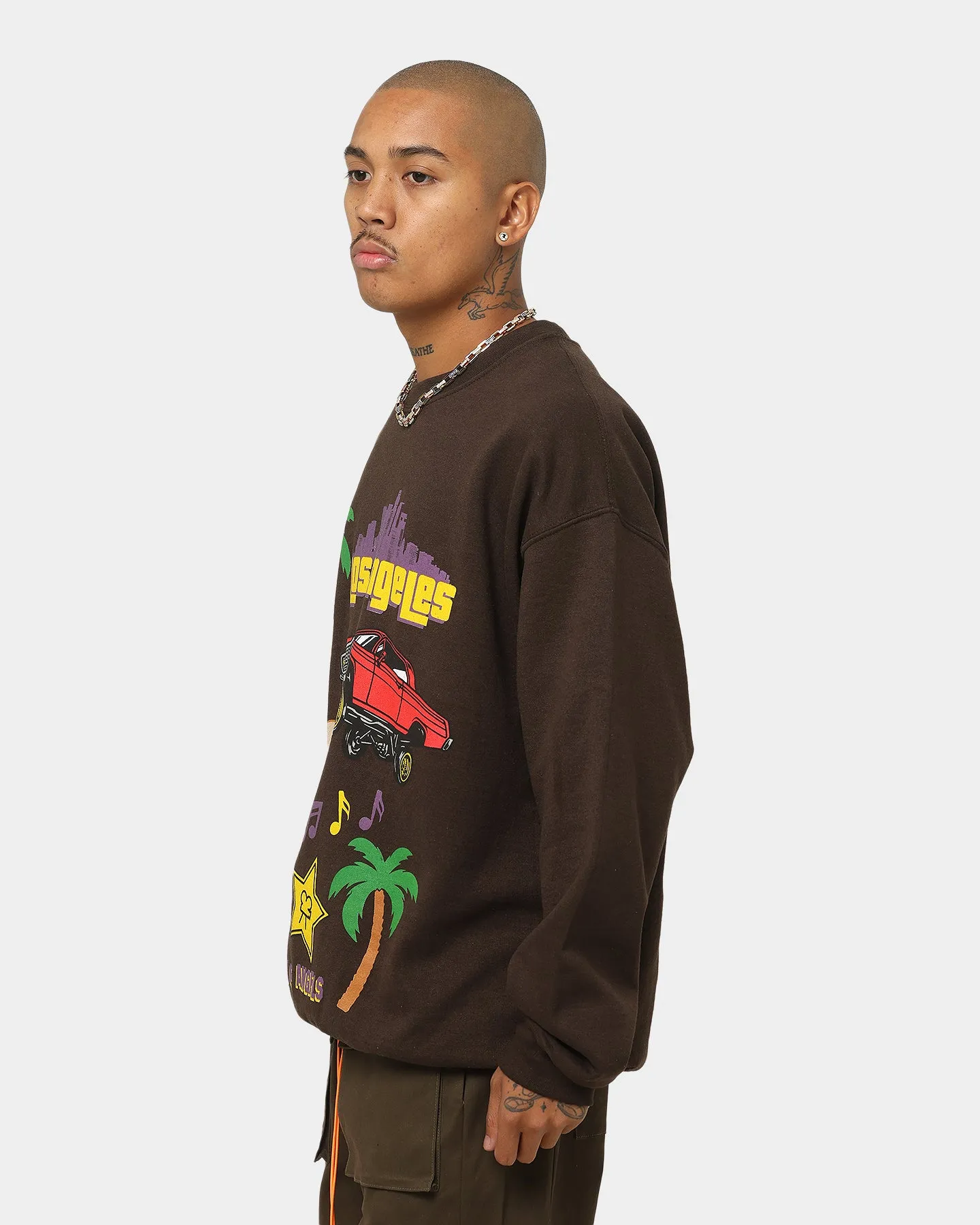 Goat Crew All Over Los Angeles Vintage Crewneck Brown