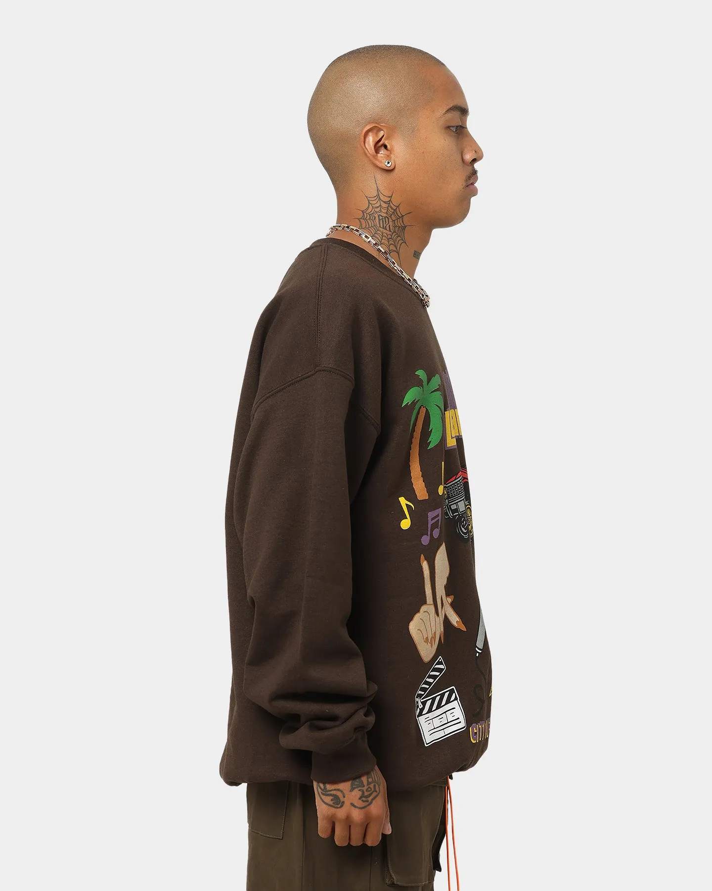 Goat Crew All Over Los Angeles Vintage Crewneck Brown