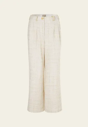 Golden Flower Button Pleat-detail Flared Trousers