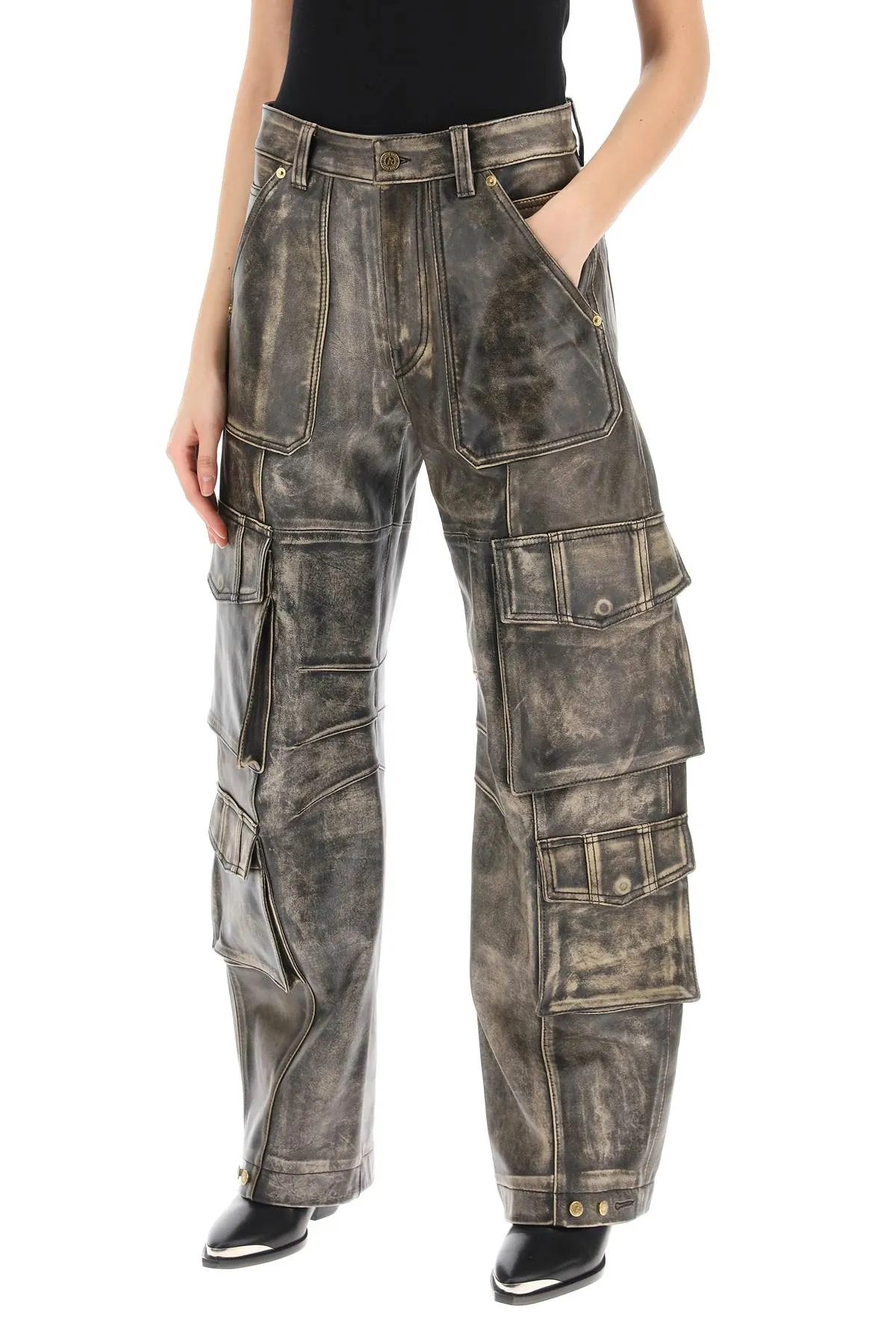 Golden Goose Irin Cargo Pants In Vintage-Effect Nappa Leather