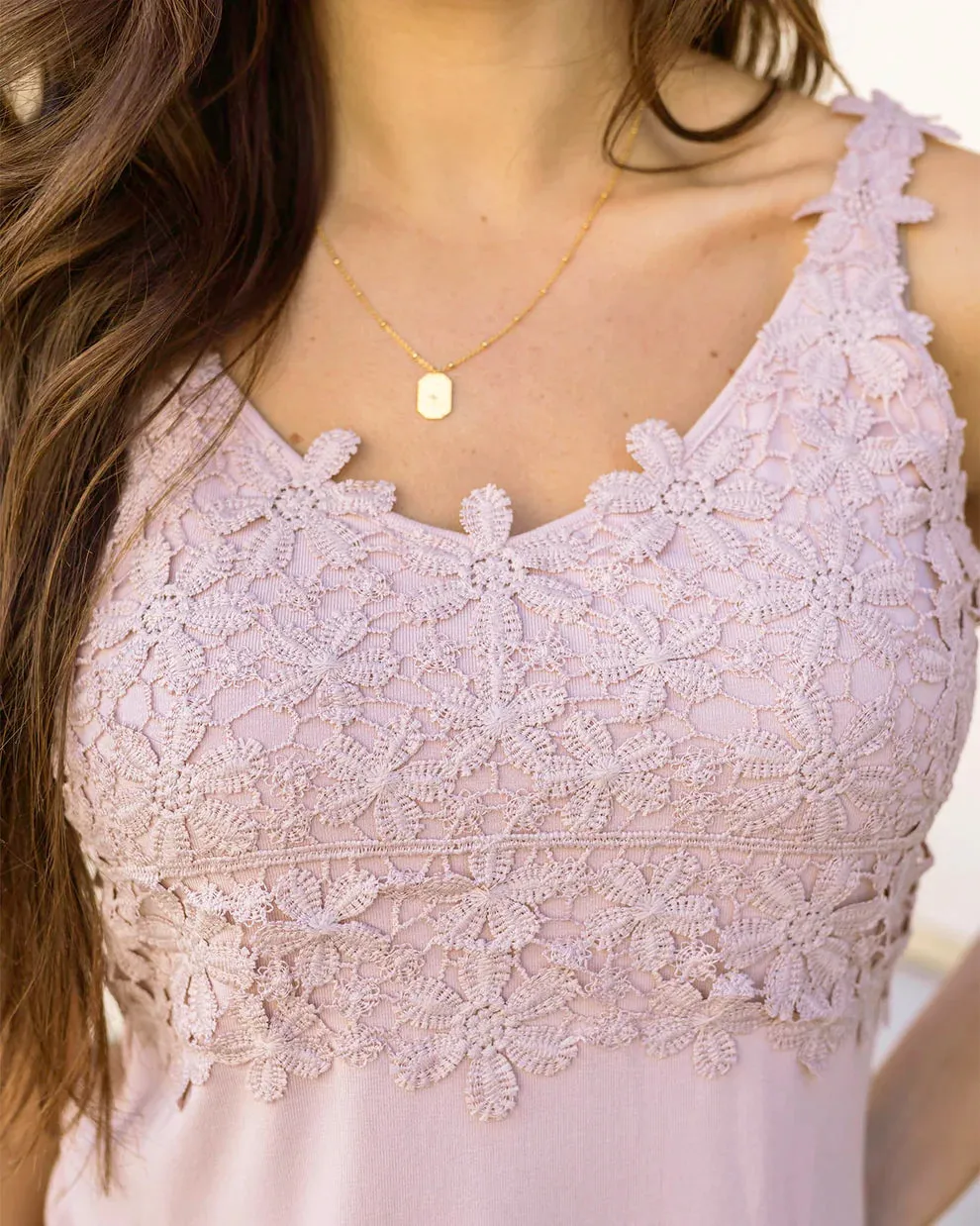 Grace & Lace Floral Lace Tank Top - Dusty Pink