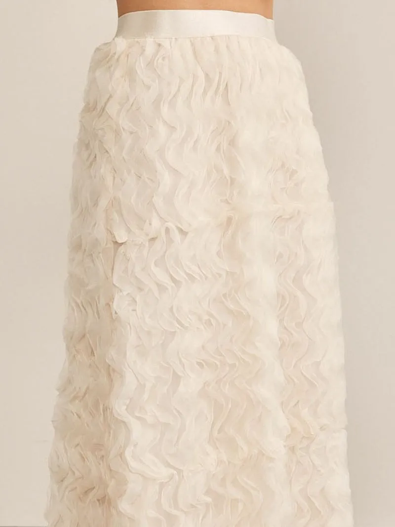 Graceful Cascades Maxi Skirt - Cream