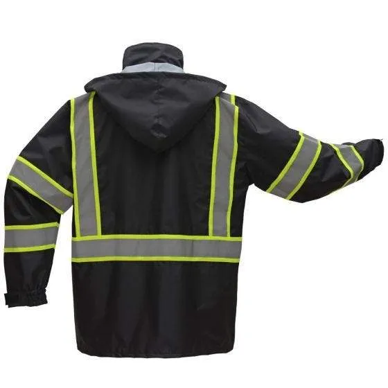 GSS Contrast Series Enhanced Visibility Rain Coat 6007 Black