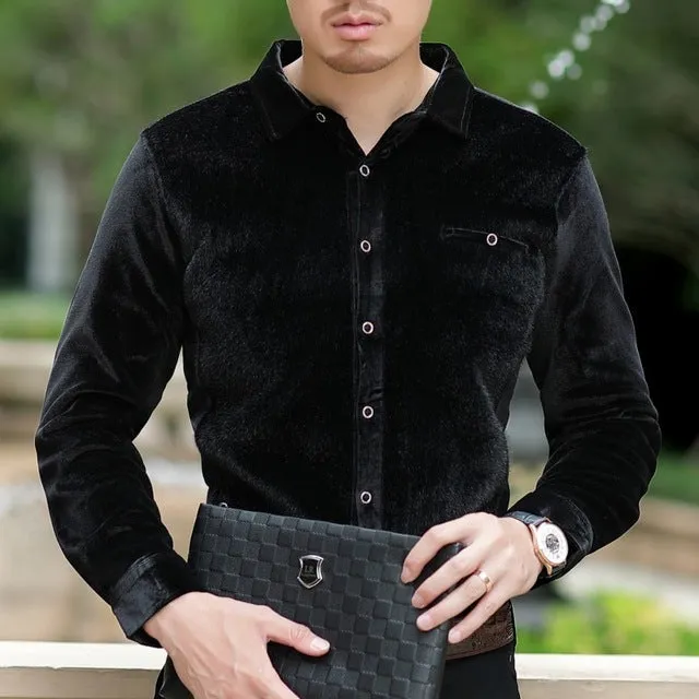 Hairy Detail Men Semi Formal Long Sleeves Shirt