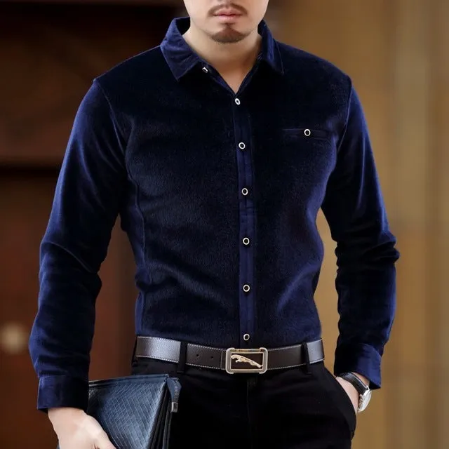 Hairy Detail Men Semi Formal Long Sleeves Shirt