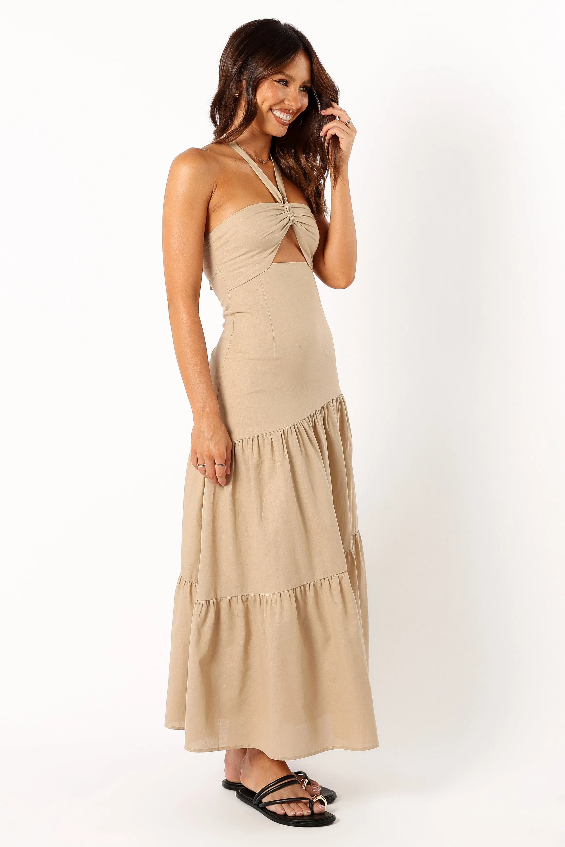 Haven Halterneck Maxi Dress - Tan