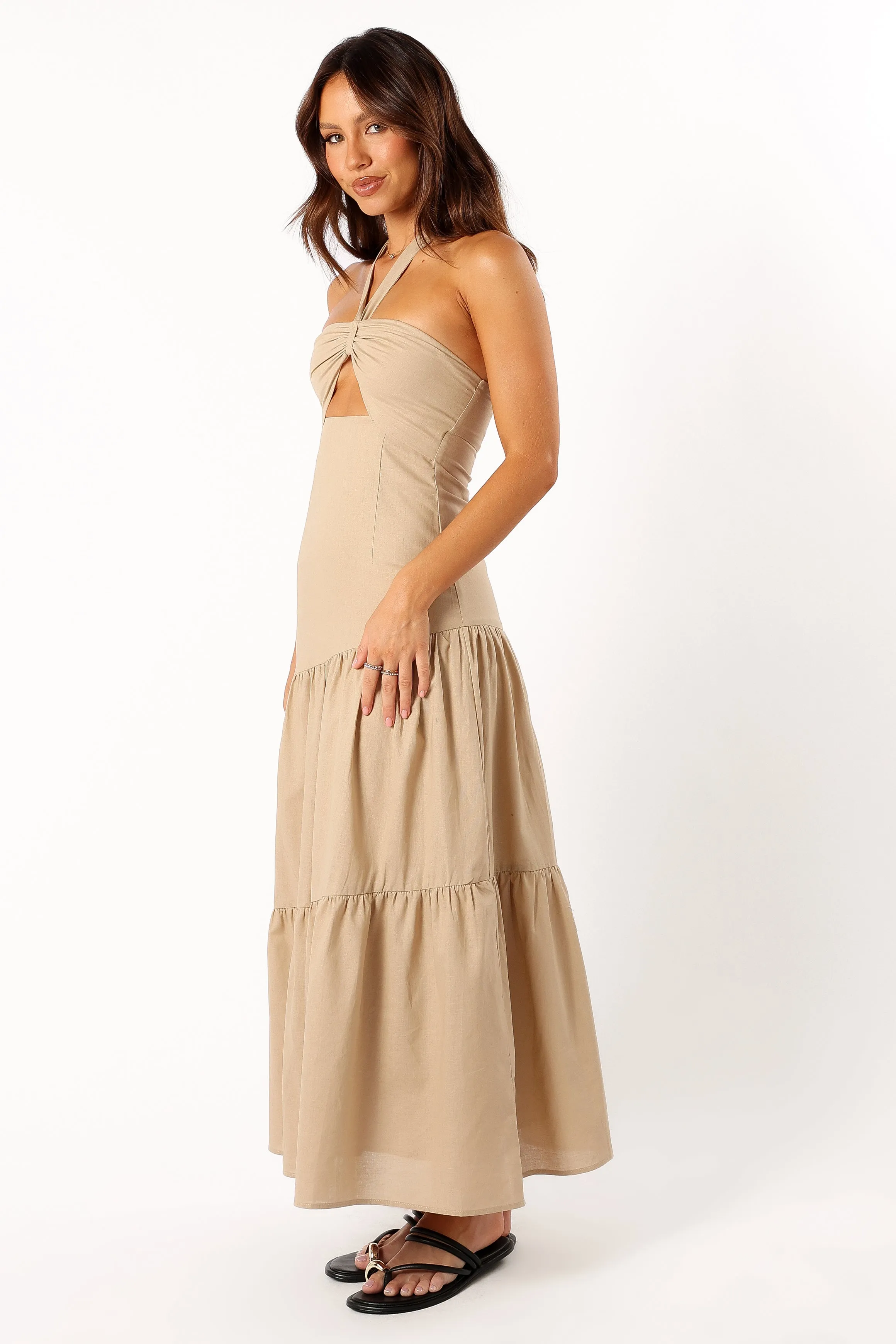 Haven Halterneck Maxi Dress - Tan