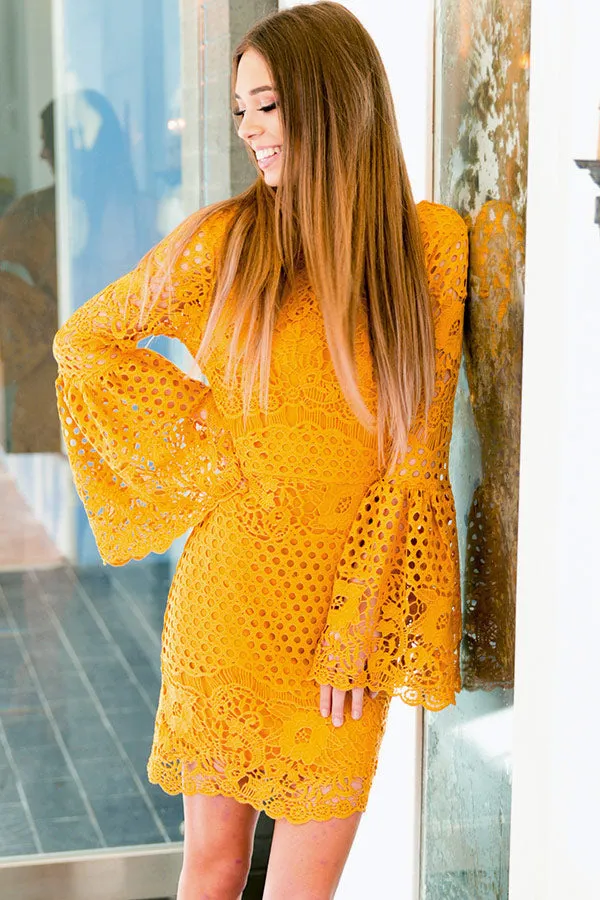 Hello Gorgeous Crochet Dress in Mustard