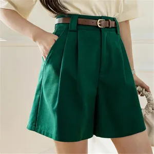 High Waist Women's Suit Spring 2024 New Elegant Minimalism Straight Loose Trousers Shorts