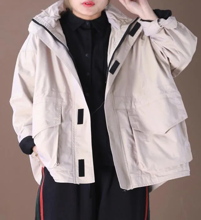 Hooded Loose Short Hooded Casual Coat A line Parka Plus Size Coat Jacket