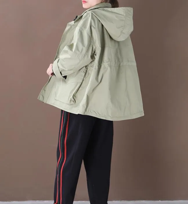 Hooded Loose Short Hooded Casual Coat A line Parka Plus Size Coat Jacket