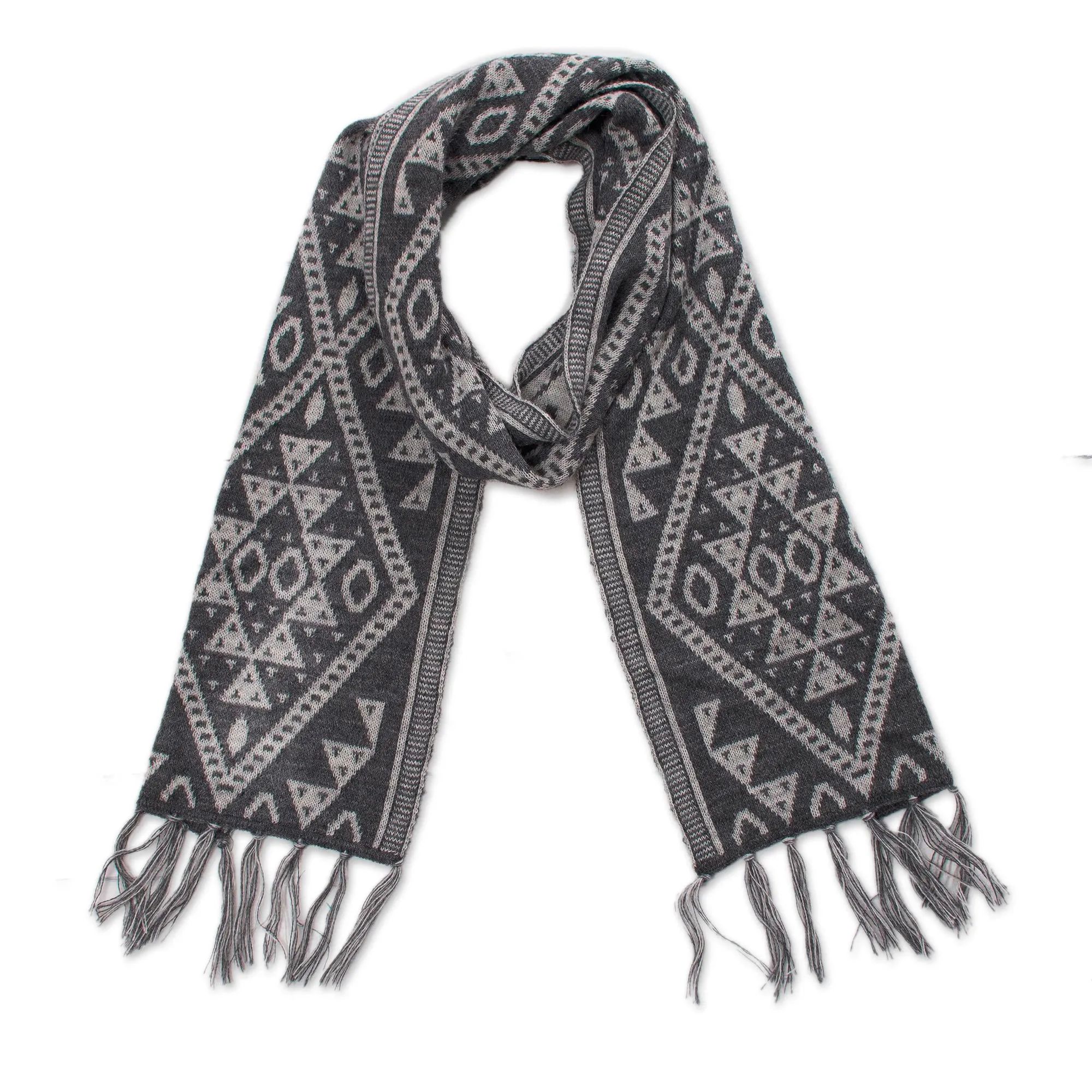 Inca Slate Alpaca Blend Wrap Scarf in Slate and White from Peru