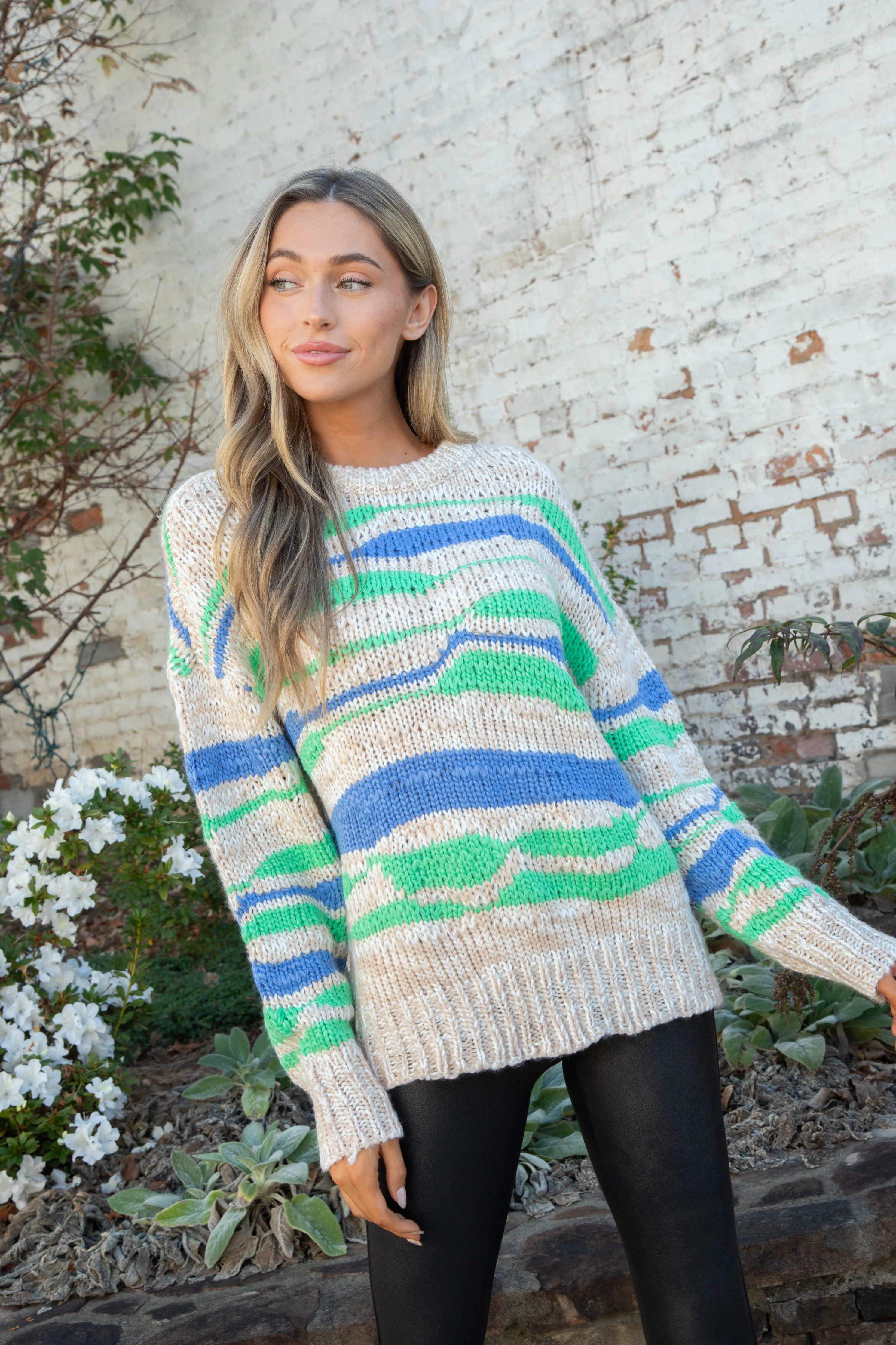 India Multi Color Sweater, Blue/Beige