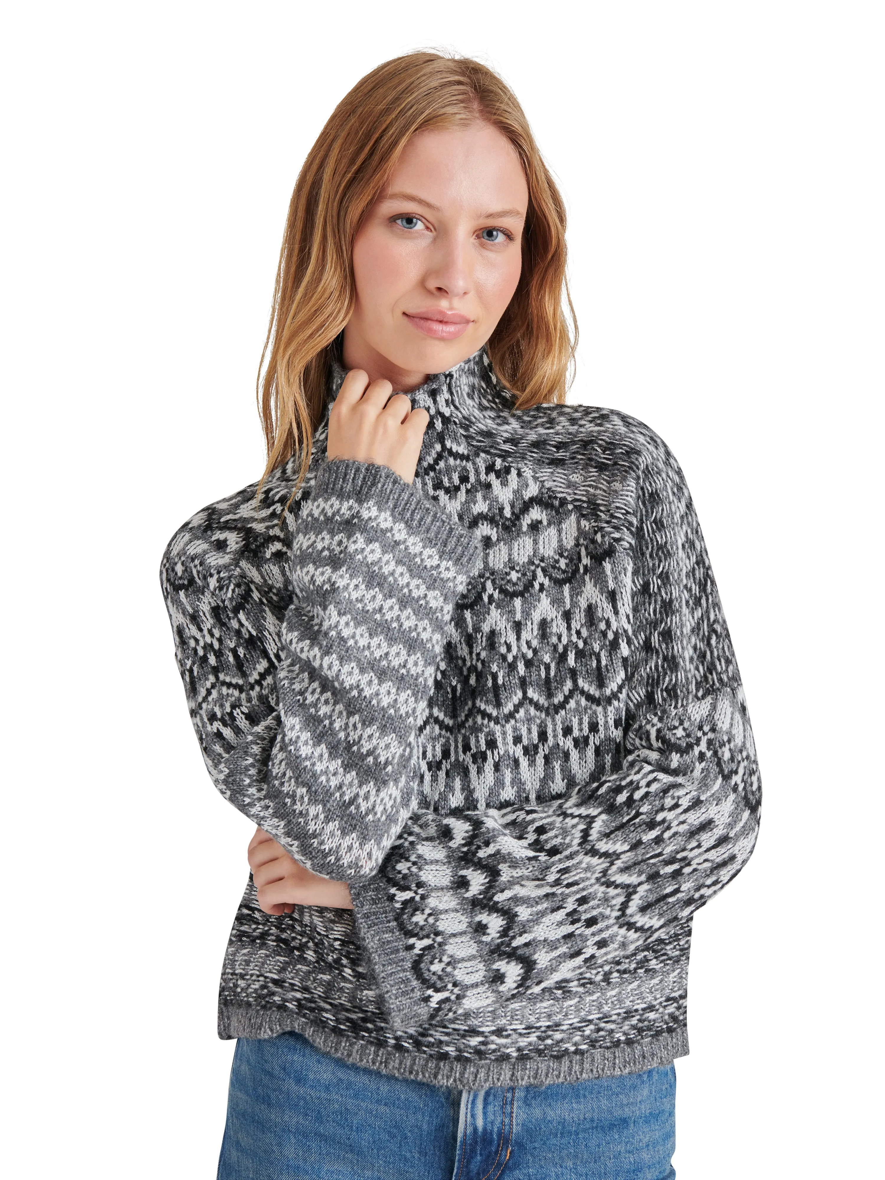 Indie Fair Isle Sweater, Charcoal Grey | Steve Madden