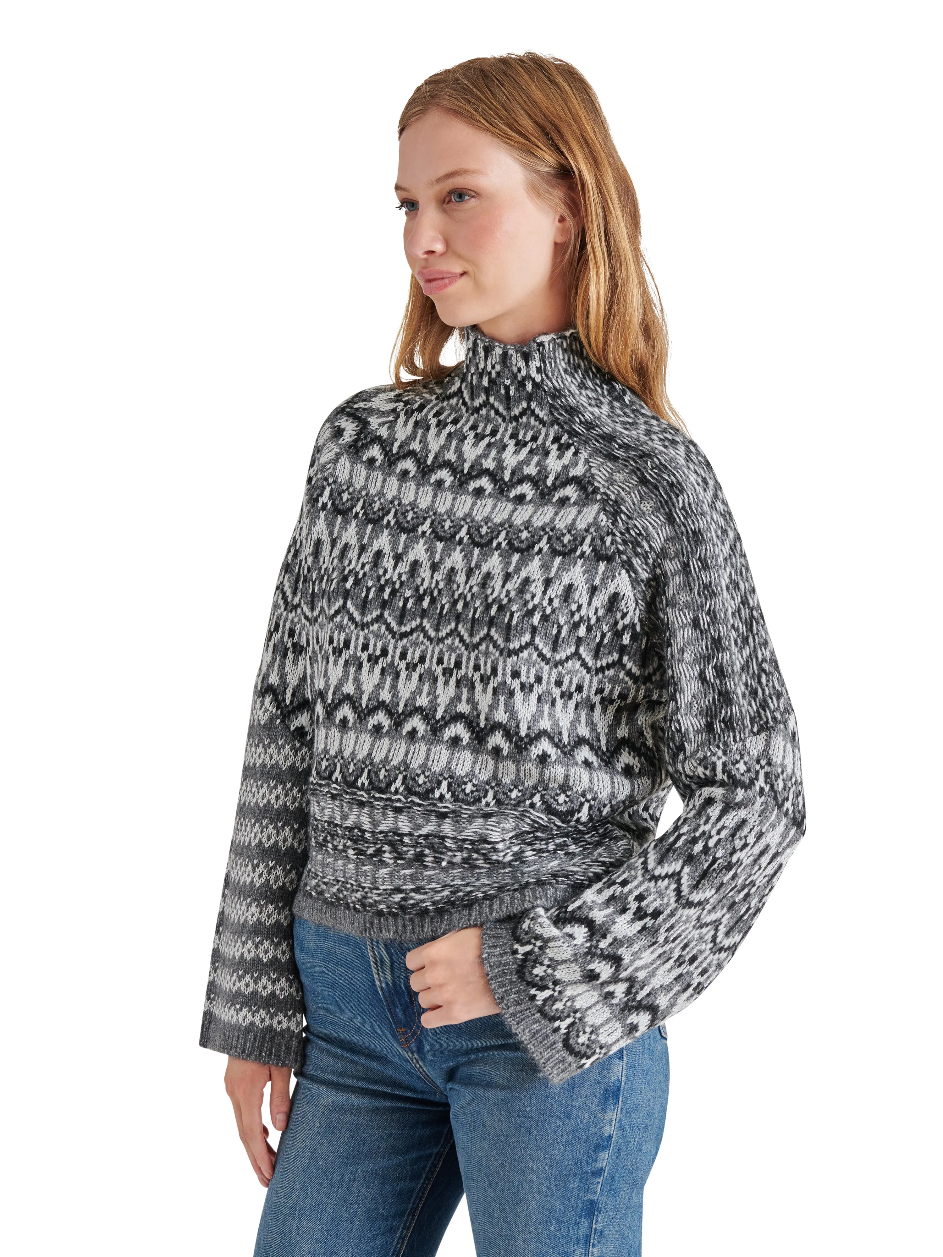 Indie Fair Isle Sweater, Charcoal Grey | Steve Madden