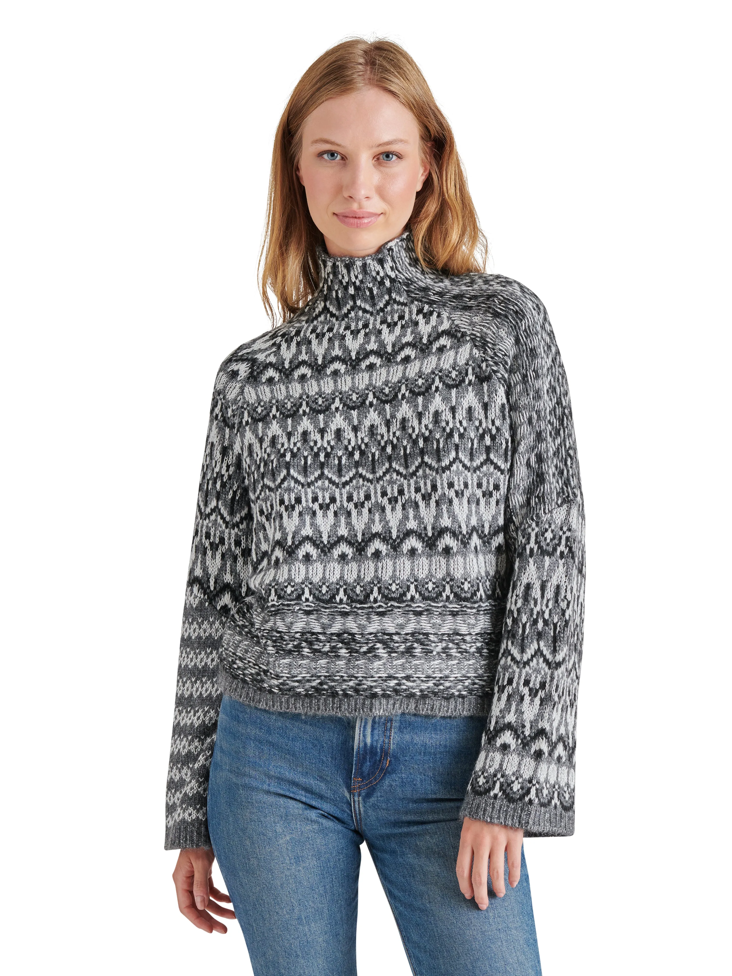 Indie Fair Isle Sweater, Charcoal Grey | Steve Madden