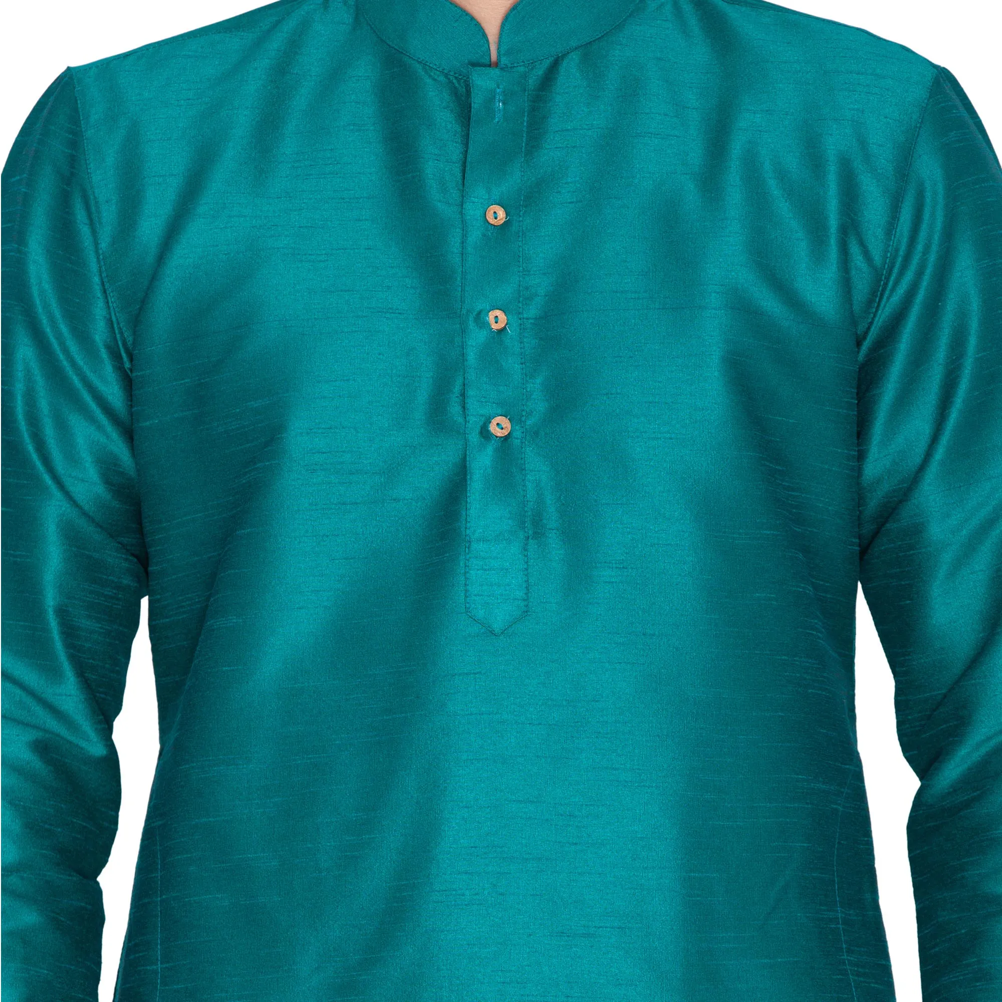 Jashvi Men's Green Cotton Silk Blend Kurta and Pyjama Set