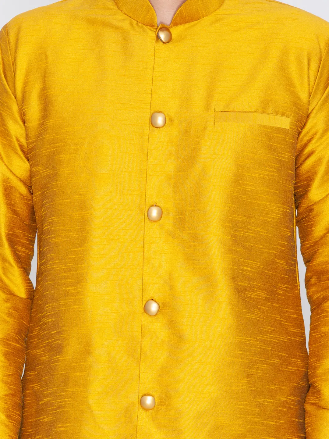 Jashvi Men's Mustard Silk Blend Sherwani Set