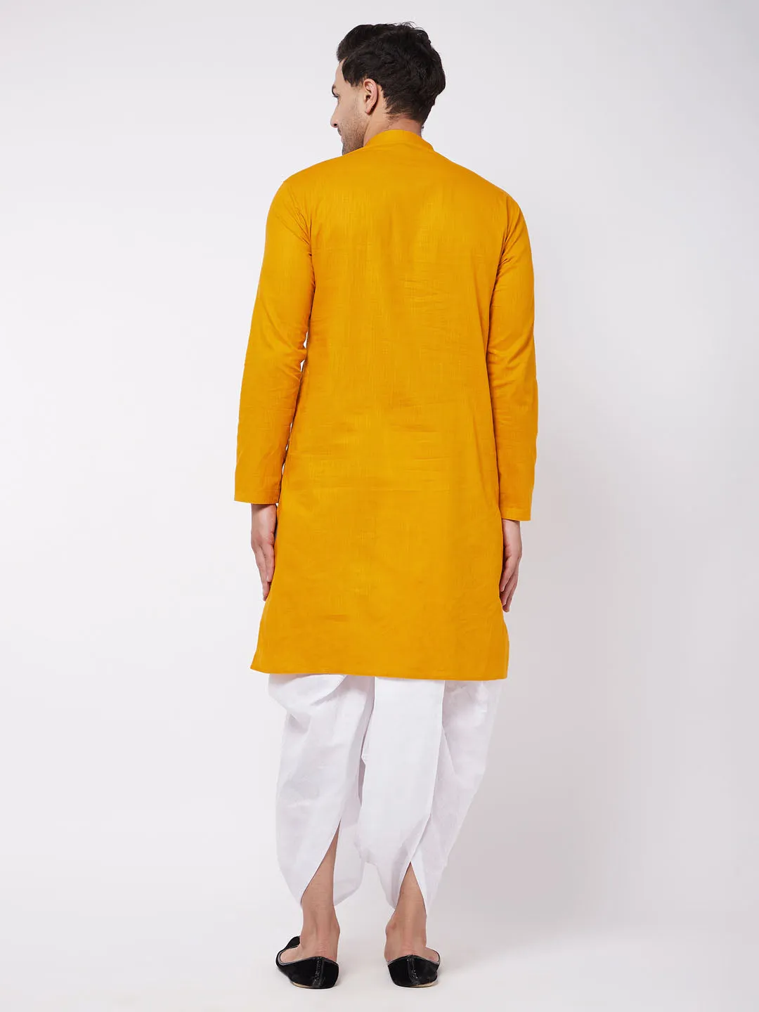 Jashvi Mustard Cotton Baap Beta Kurta Dhoti Set