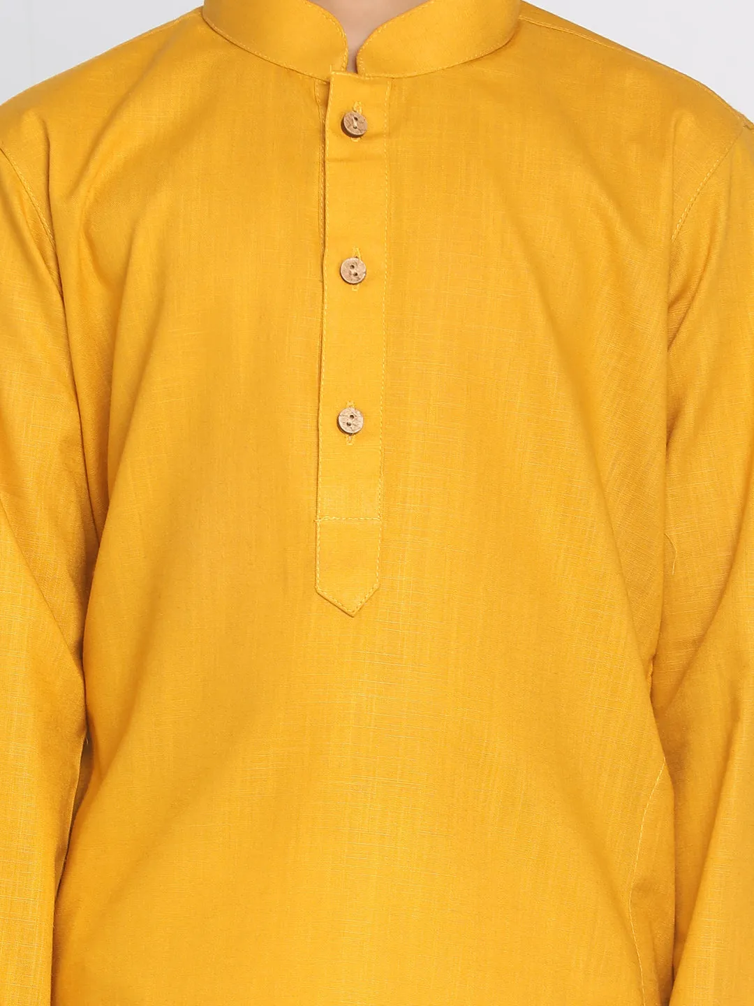 Jashvi Mustard Cotton Baap Beta Kurta Dhoti Set