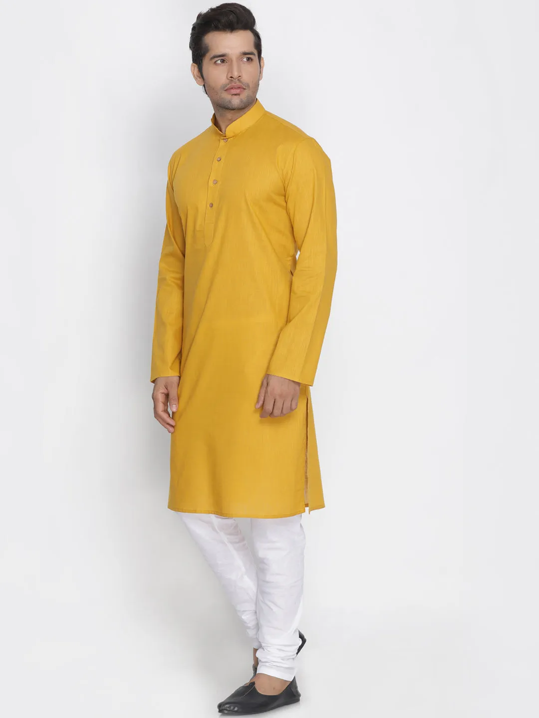 Jashvi Mustard Cotton Baap Beta Kurta Pyjama Set