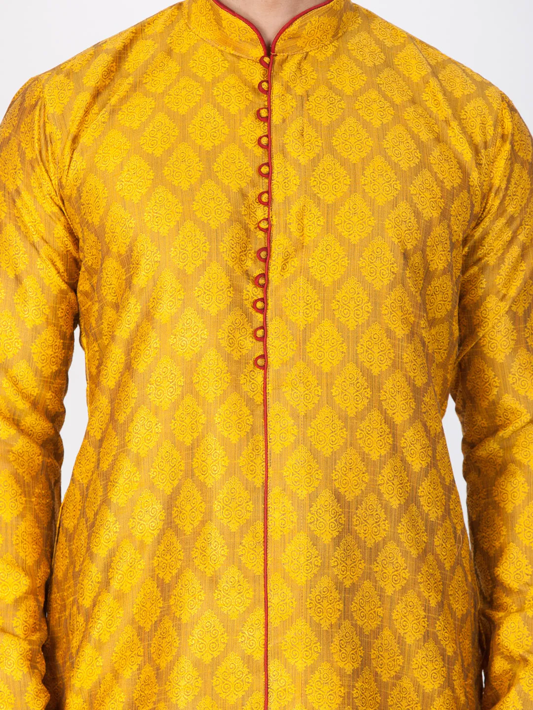 Jashvi Silk Blend Mustard Baap Beta Kurta Pyjama set