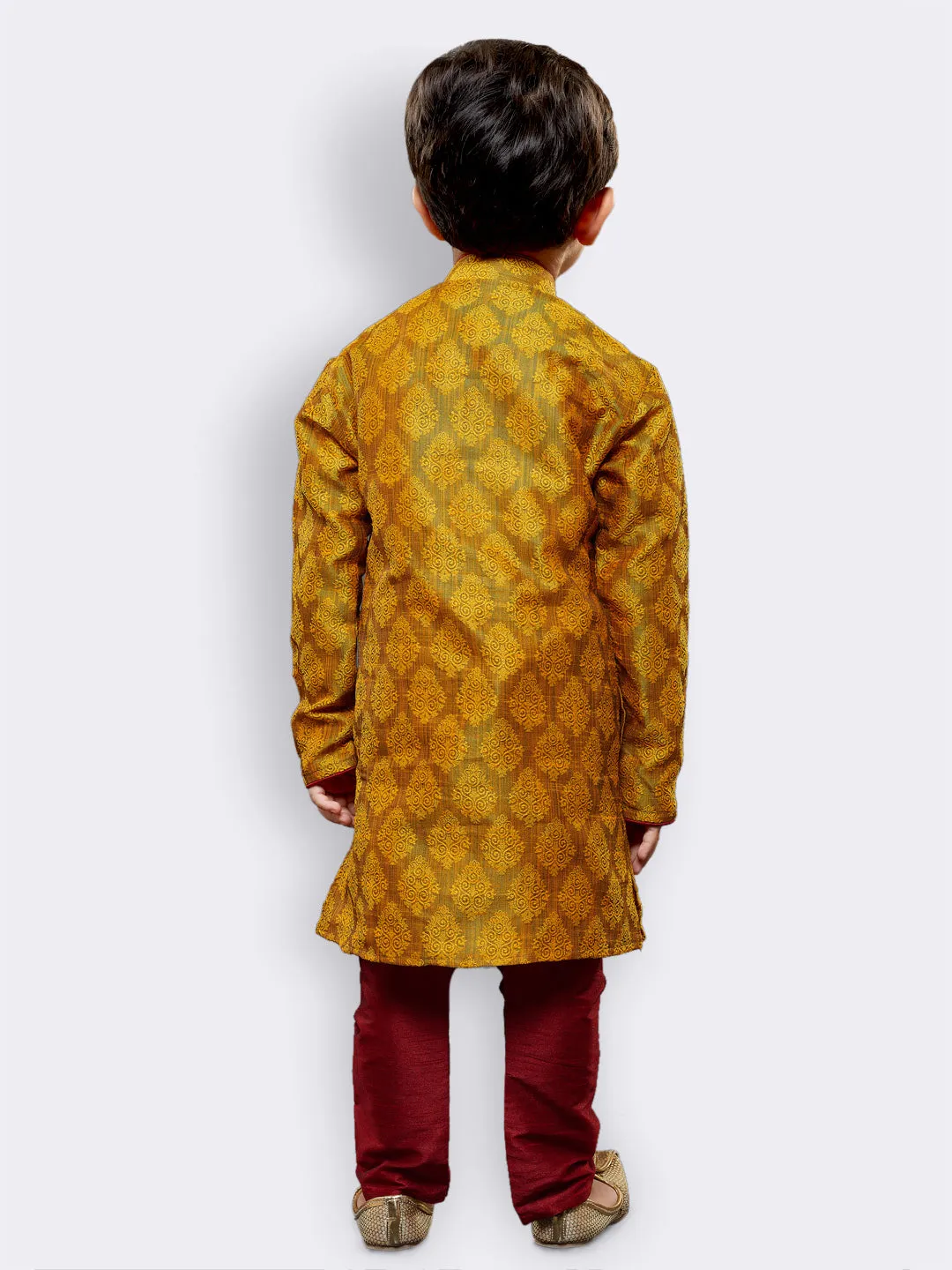 Jashvi Silk Blend Mustard Baap Beta Kurta Pyjama set