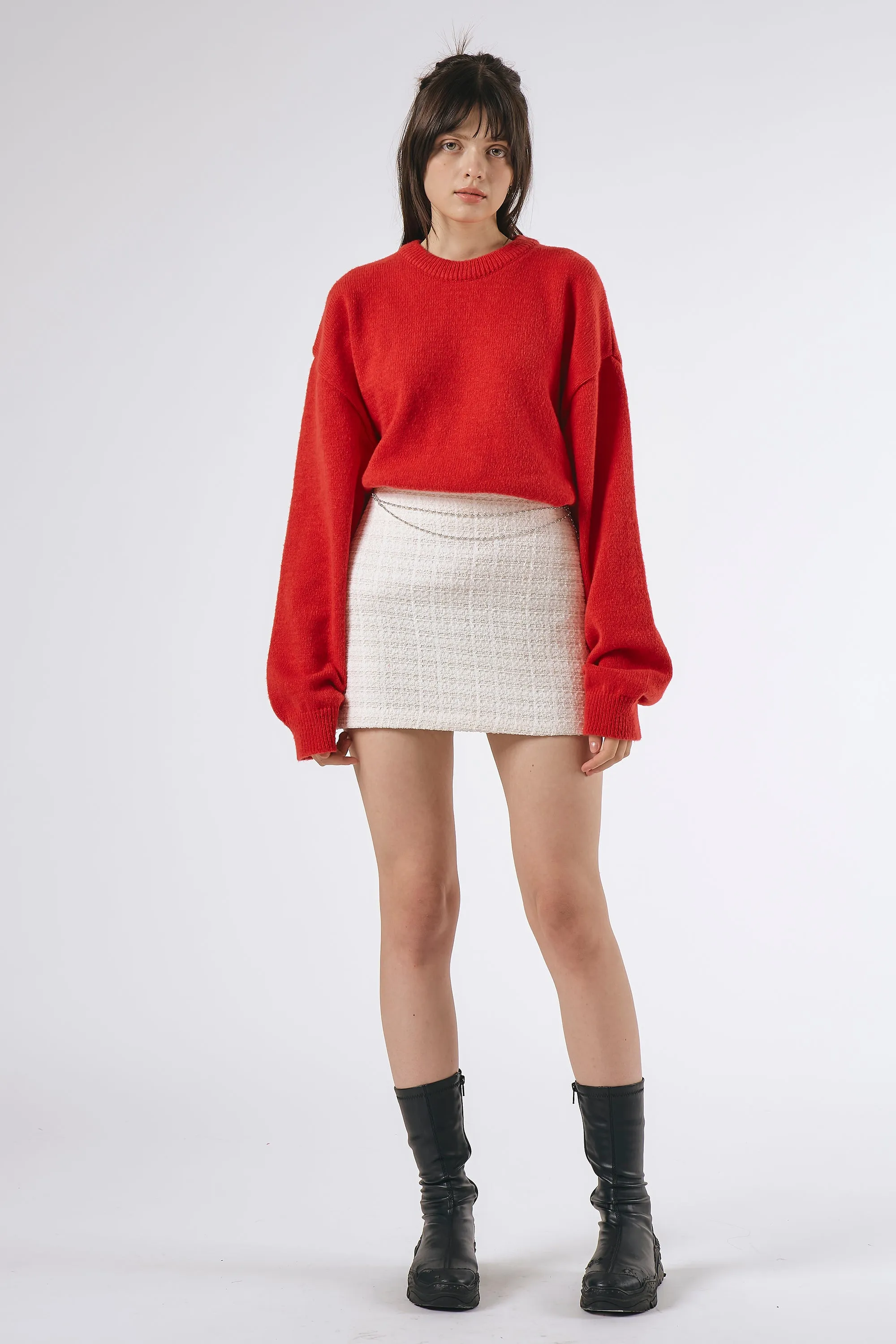 Karly Tweed Mini Skirt w/Chain