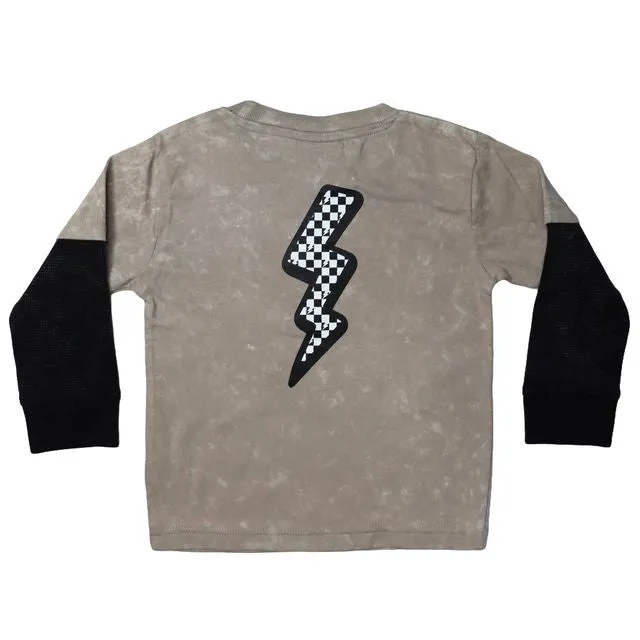 🎁Kids Long Sleeve Thermal 2FER Shirt - Checkered Bolt