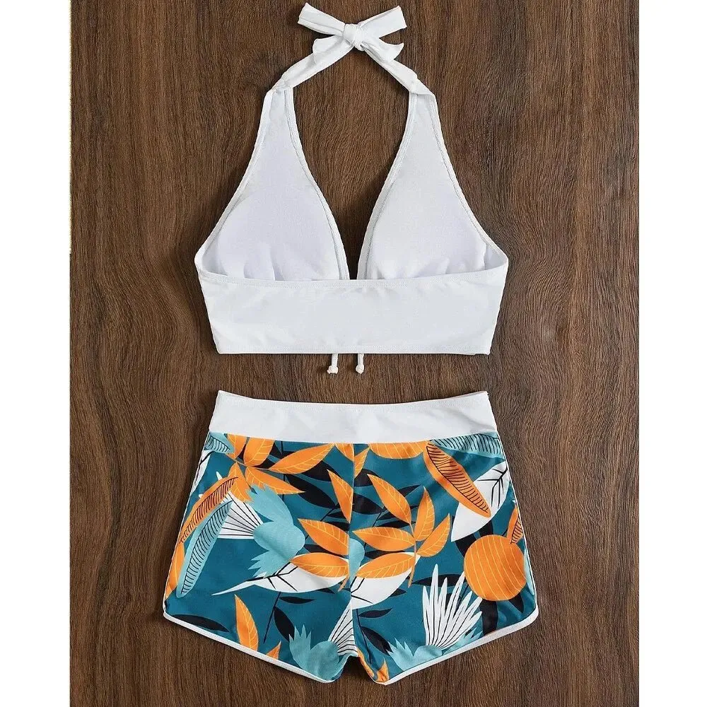 Kristiana Elegant Halter Top & Short 2-Piece Swim Set