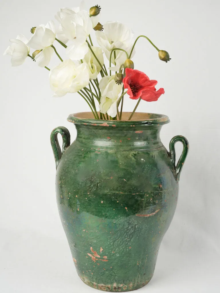 Large antique preserving pot w/ green glaze from Anduze 18½"