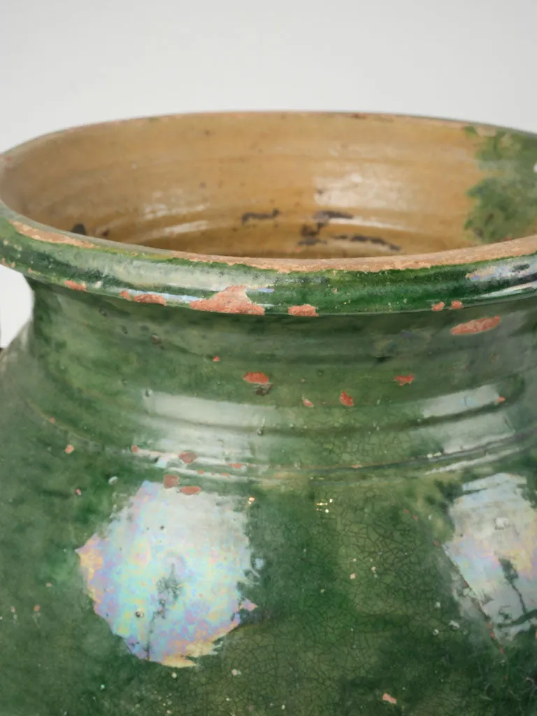 Large antique preserving pot w/ green glaze from Anduze 18½"