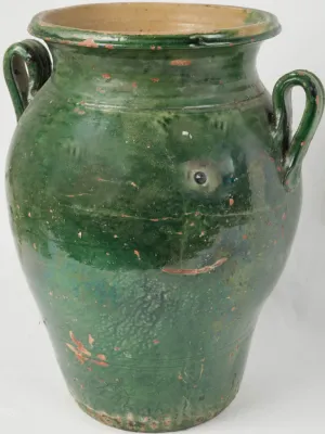 Large antique preserving pot w/ green glaze from Anduze 18½"