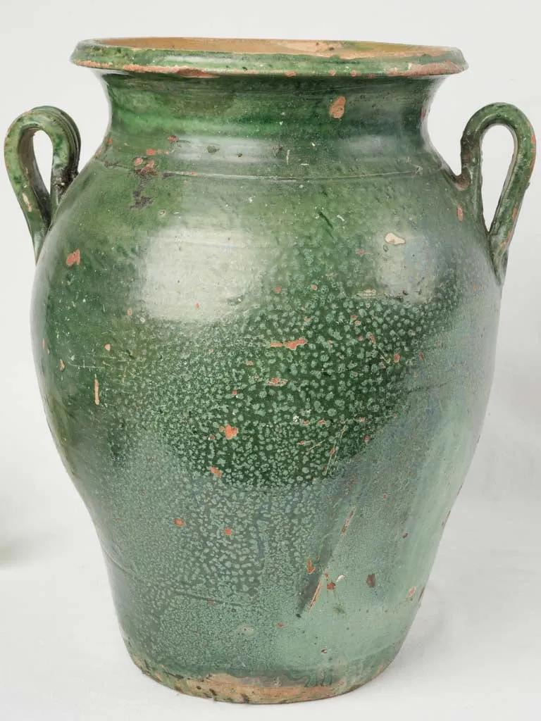 Large antique preserving pot w/ green glaze from Anduze 18½"