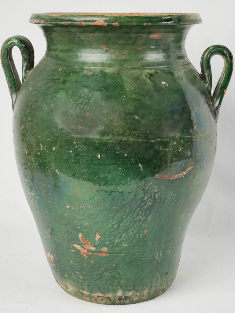 Large antique preserving pot w/ green glaze from Anduze 18½"