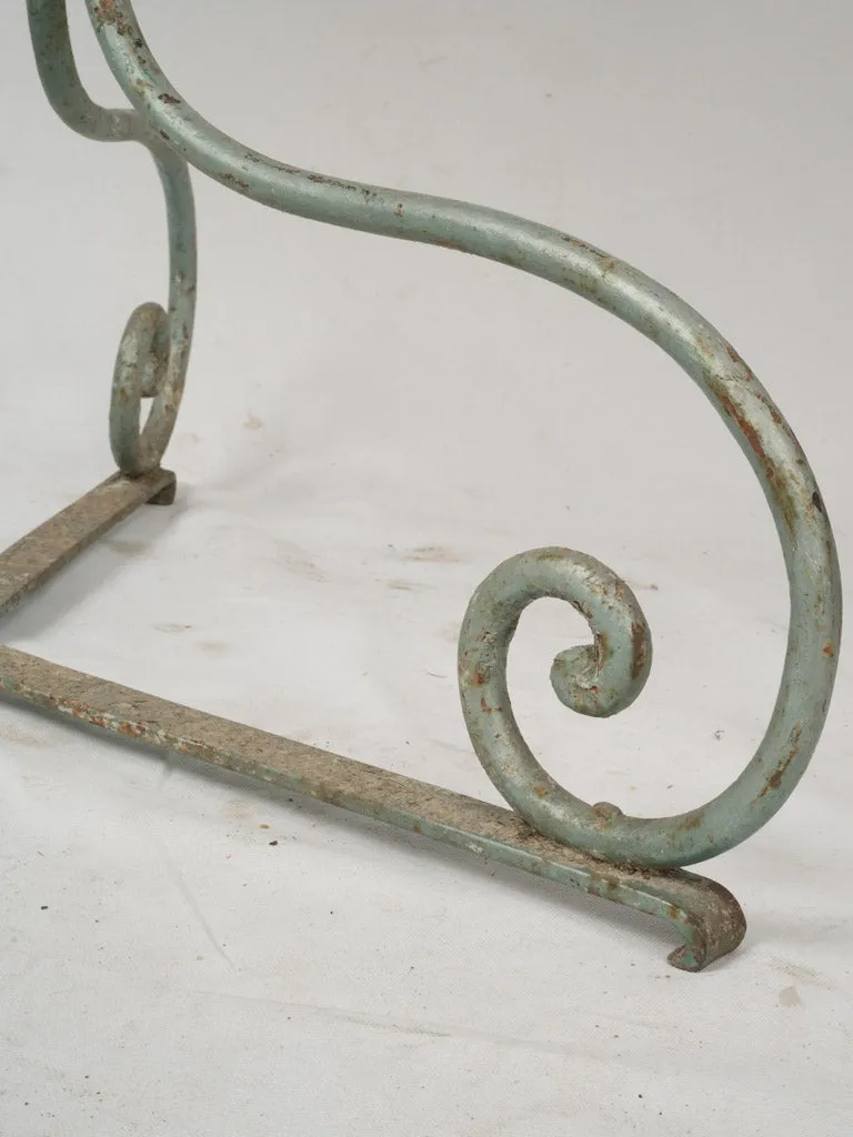 Late 19th Century French Round Garden Table w/ Wrought Iron Base & Original Green Patina