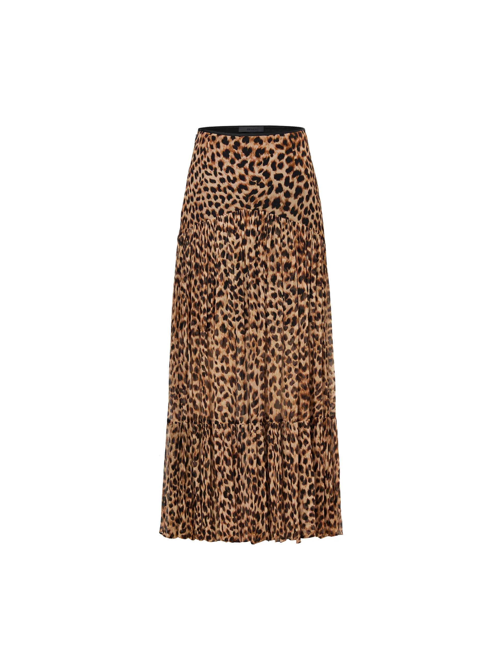 Leopard Print Pleated Skirt