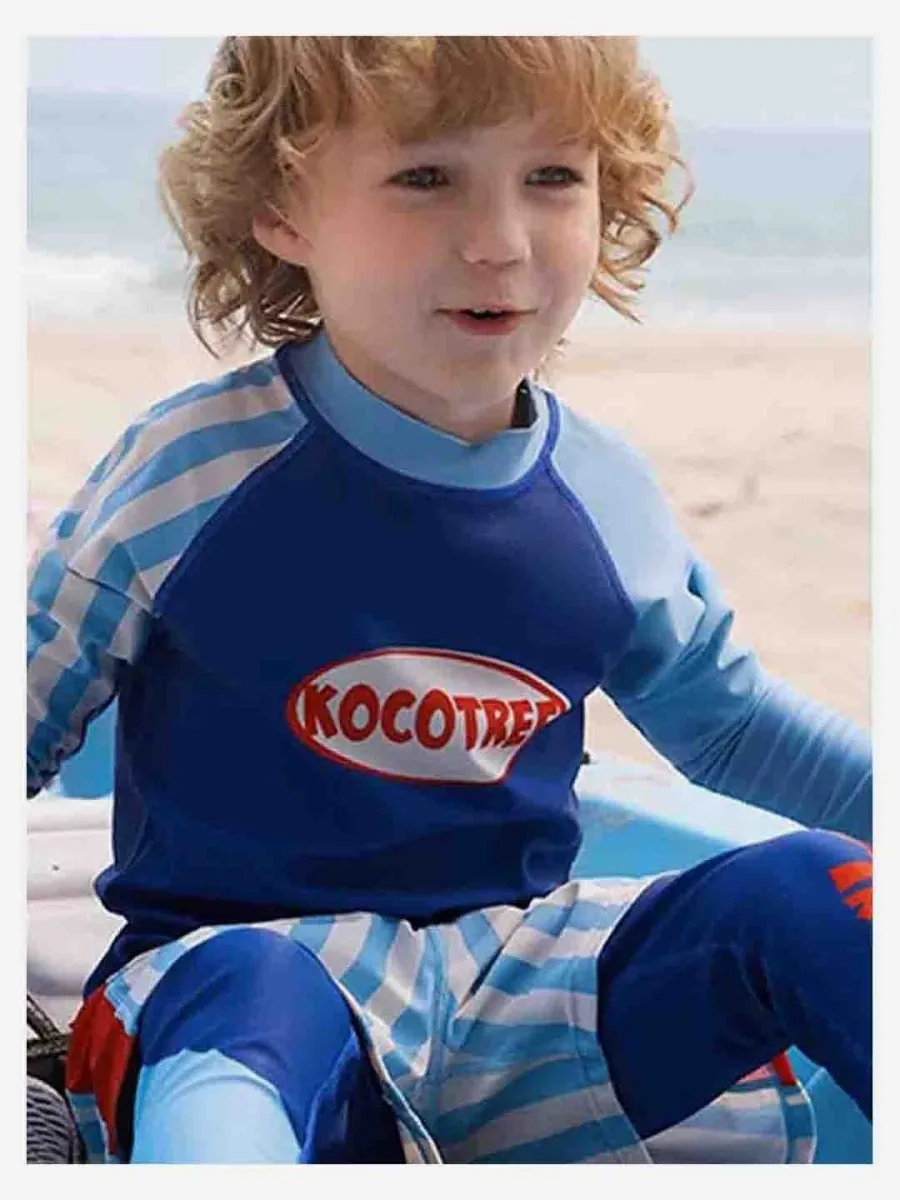 Little Surprise Box 3pcs Light Blue Stripes Swimsuit for Boys with UPF 50 