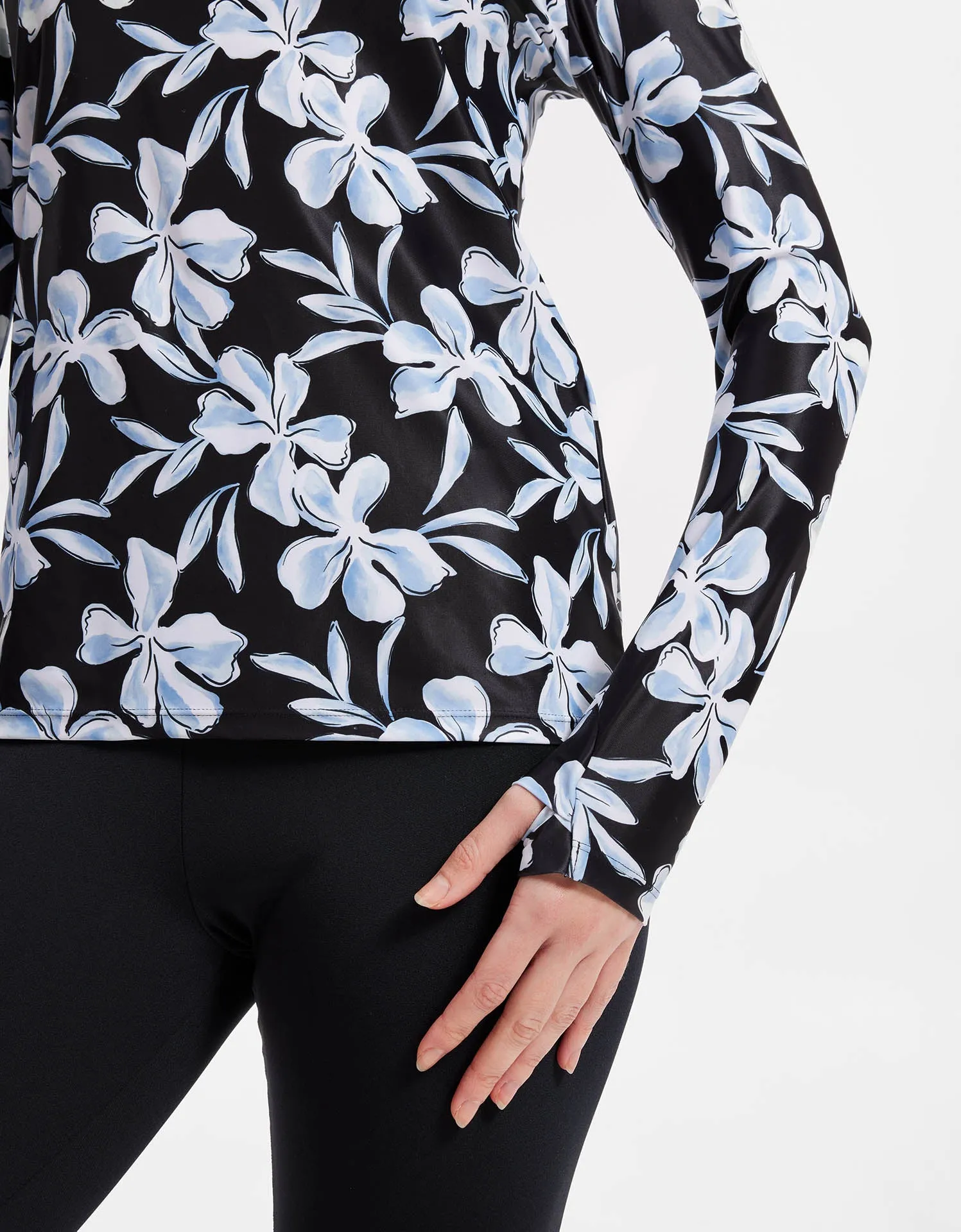 Long Sleeve Printed Swim Top UPF 50 