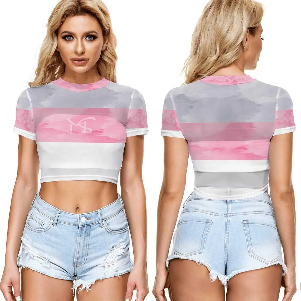 Love Line Sheer Tee Mesh Crop Top