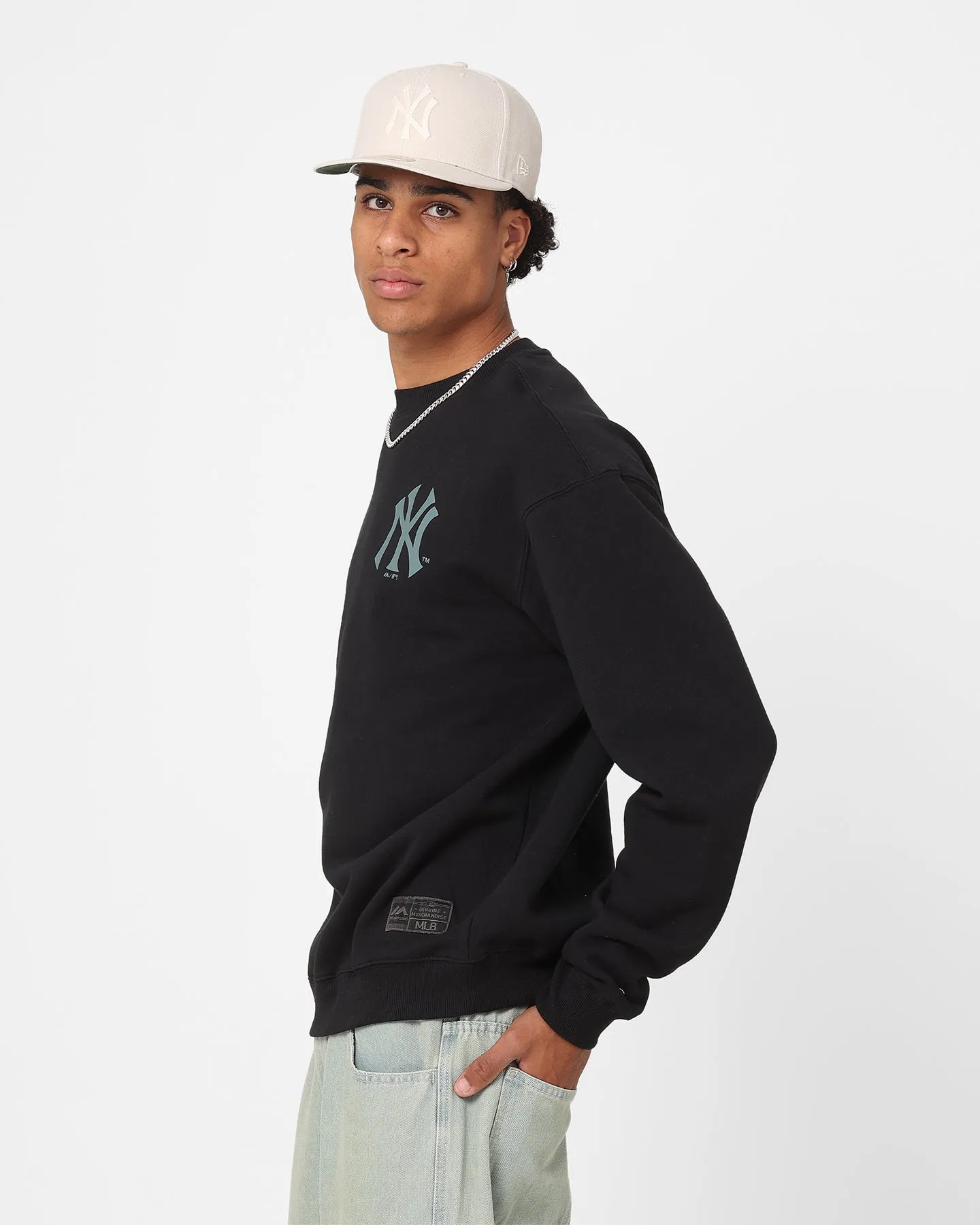 Majestic Athletic New York Yankees Tonal Stark Crewneck Sweatshirt Faded Black