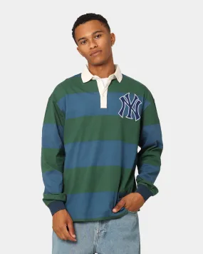 Majestic Athletic New York Yankees Vintage Athletic Stripe Rugby Jersey Dark Cedar/French Blue