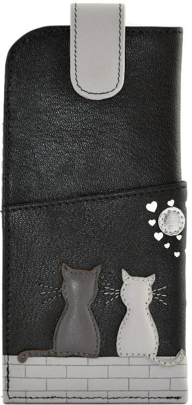 Mala Leather Midnight Cats Glasses Case Black