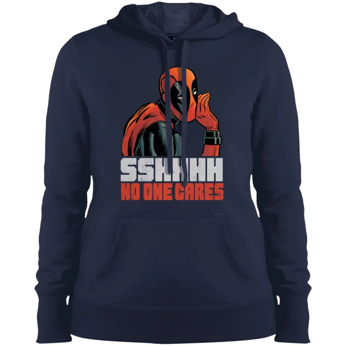 Marvel Deadpool Shhh No One Cares Whisper Women Hooded Sweatshirt