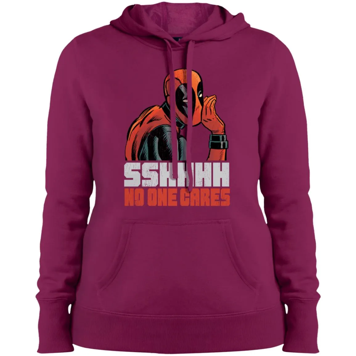 Marvel Deadpool Shhh No One Cares Whisper Women Hooded Sweatshirt