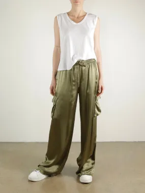 Mason Cargo Pant in Vintage Satin - Olive