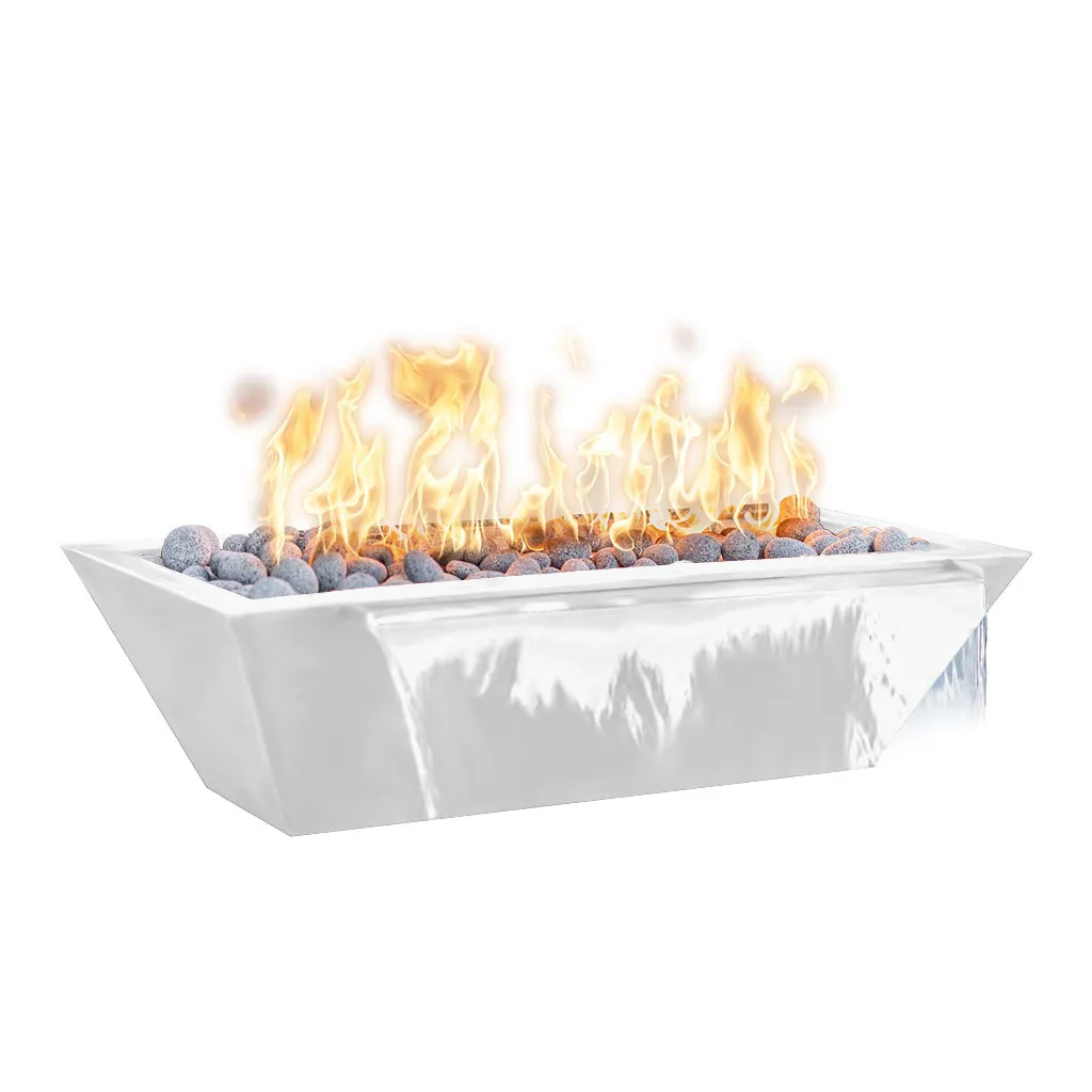 Maya 60" Linear Fire and Water Bowl, Powder Coated Metal - Pool Feature